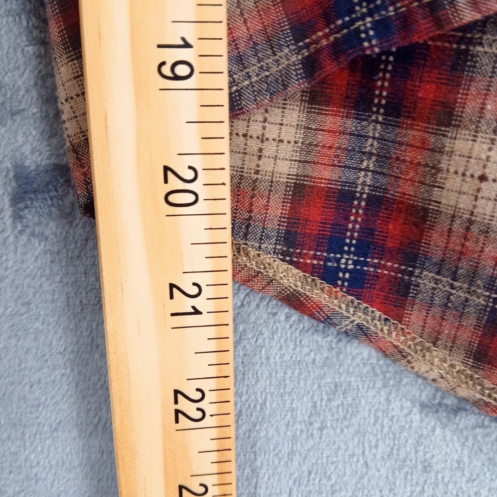 Hem & Thread Shirt Womens Small Red Blue Plaid‎ Tie Front Button Up Long Sleeve - Picture 5 of 8